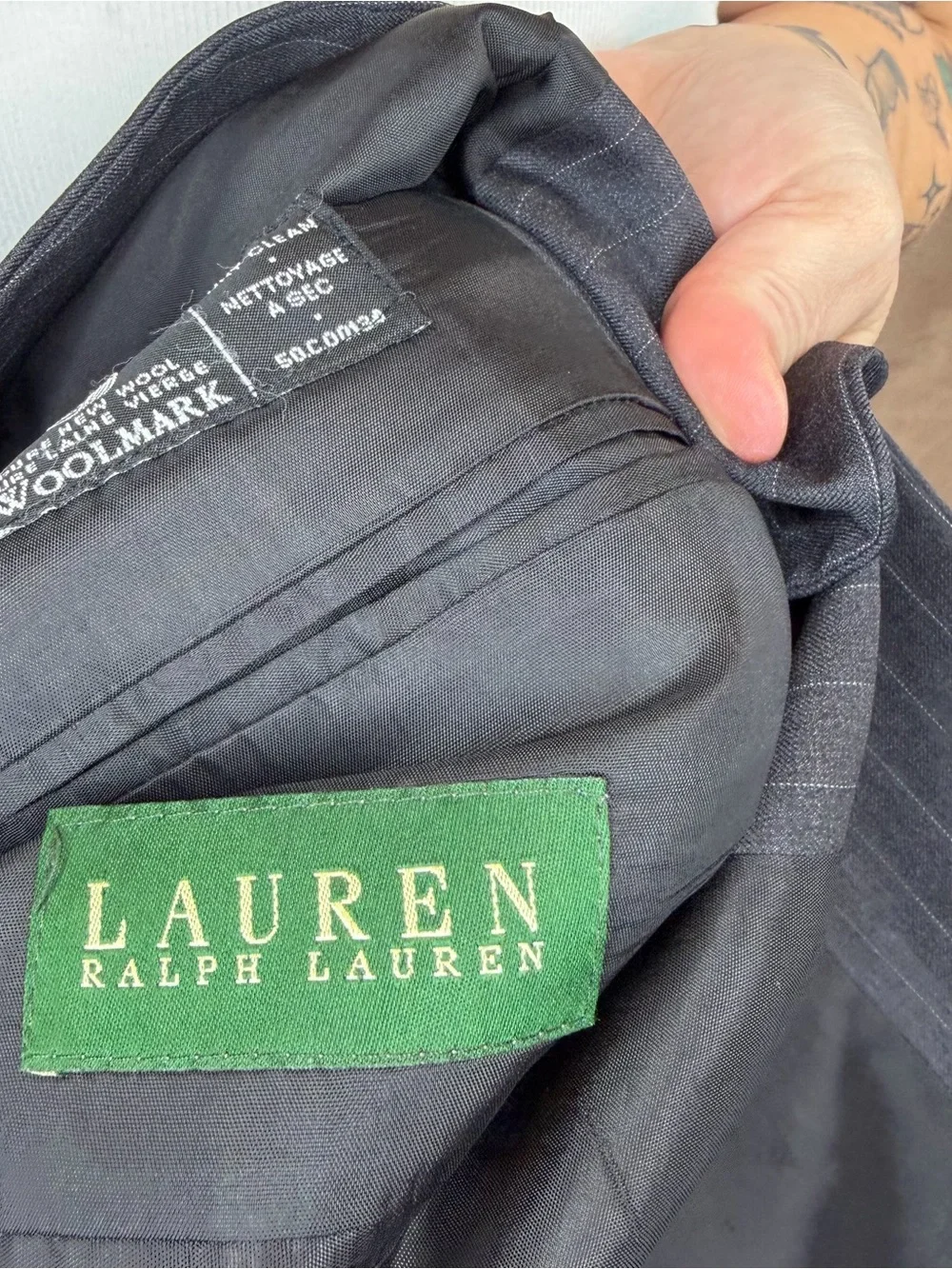 Lauren Ralph Lauren Navy Pinstripe Two-Button Suit Blazer